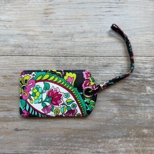 Floral Luggage Tag Vera Bradley Style Wristlet Bright Multicolor Y2K Cute
